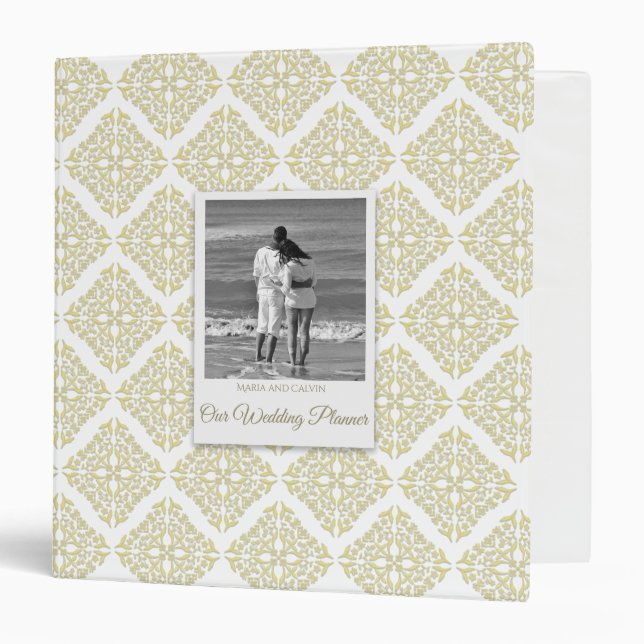 Classeur Gold Filigree Wedding planner 1,5 pouces (Devant/Intérieur)