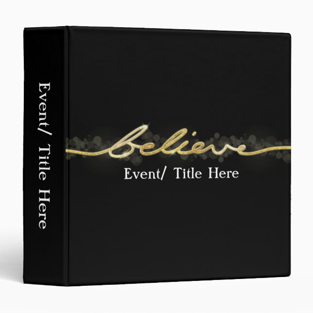 Classeur Gold Sparkle Look Bokeh Croire Noël (Devant/Côté)