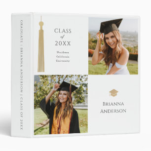 Classeur Gold Tassel & Casquette Photo Collage White Gradua