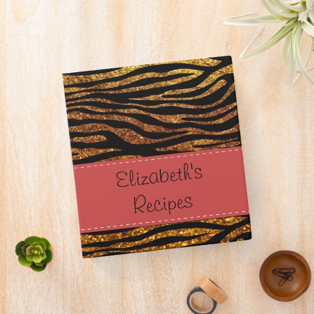 Classeur Gold Zebra, Parties scintillant Zebra, Zebra Print (In Situ)