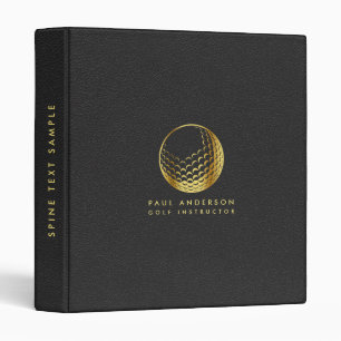 Classeur Golden Golf Ball Logo Elegant Golfer Monogramme