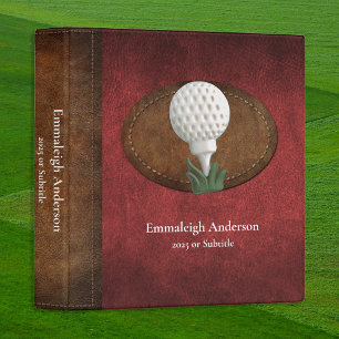 Classeur Golf Vintage Faux Red Leather Elegance