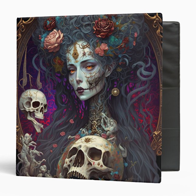 Classeur Goth Skull Zombie Femme Gothique (Devant/Intérieur)