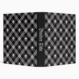 Classeur Gothique Crâne Tartan Plaid