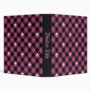 Classeur Gothique Crâne Tartan Plaid