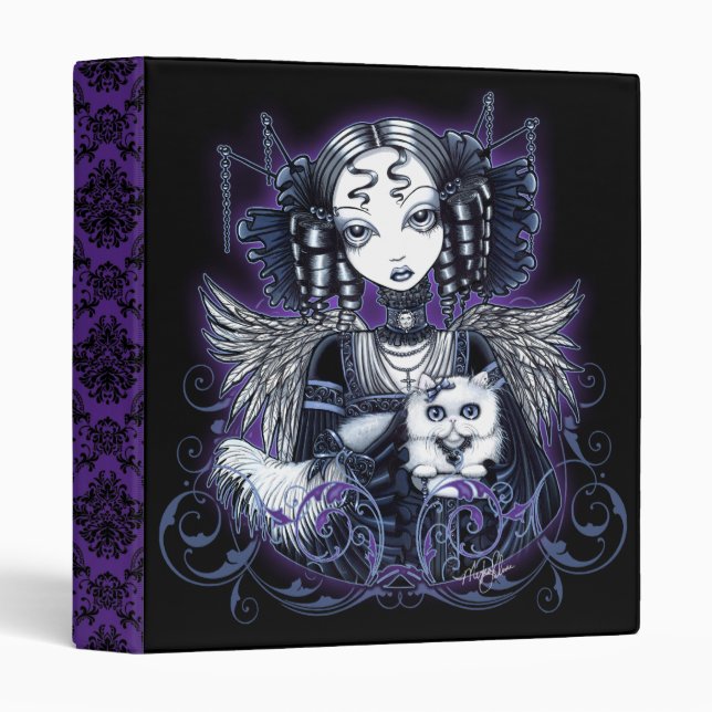 Classeur gothique d'ange de chat persan de (Devant/Côté)