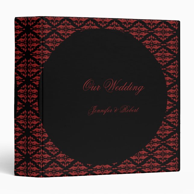 Classeur gothique de mariage de damassé rouge et (Devant/Côté)