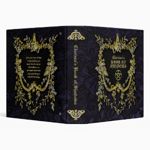 Classeur Gothique Violet Floral Feuilles d'or Livre d'Ombre