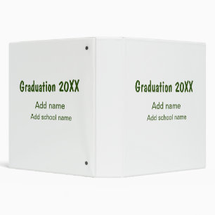 Classeur Graduation 20XX ajouter nom année école vert moder