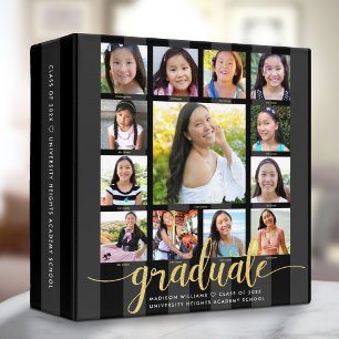 Classeur Graduation d'or noir K-12 Collage photo Script