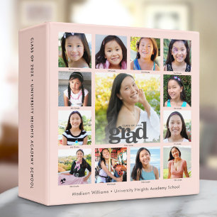 Classeur Graduation rose pâle K-12 Bold 13 Photo Collage