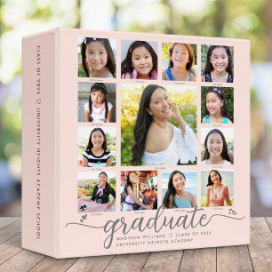 Classeur Graduation rose pâle K-12 Script Collage photo