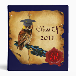 CLASSEUR GRADUCATION PARCHEMENT OWL, MONOGRAMME DE SCEAU DE