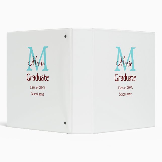 Classeur Gradué ajouter nom monogramme vert rose simple min (Arrière-plan)