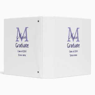 Classeur Gradué ajouter nom monogramme violet simple m mini