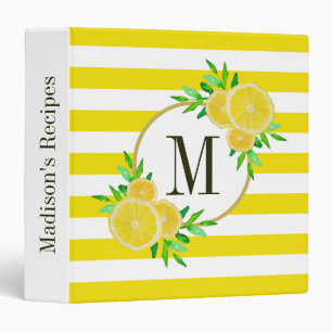 Classeur Graines Jaunes Lumineuses Citron Citrus Monogramme