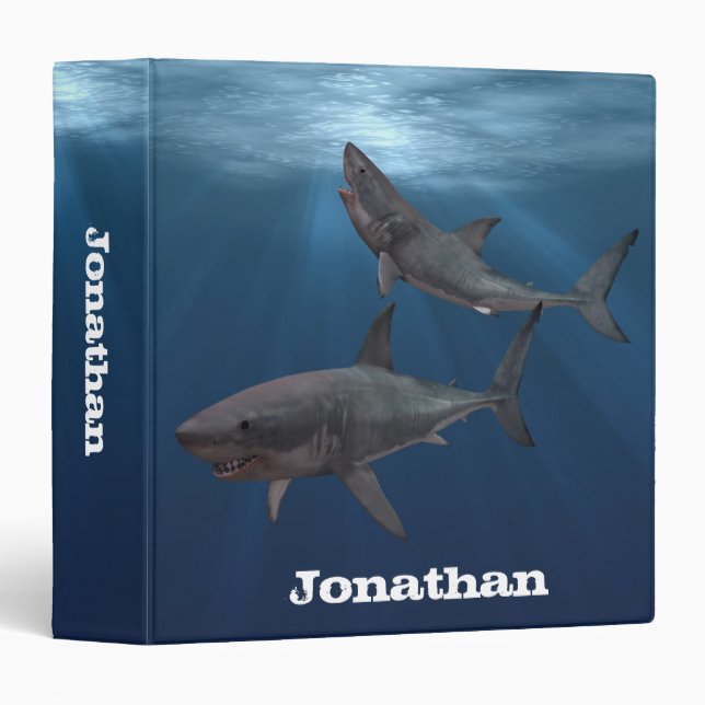 Classeur Grand requin blanc Océan Personnalisé (Devant/Côté)