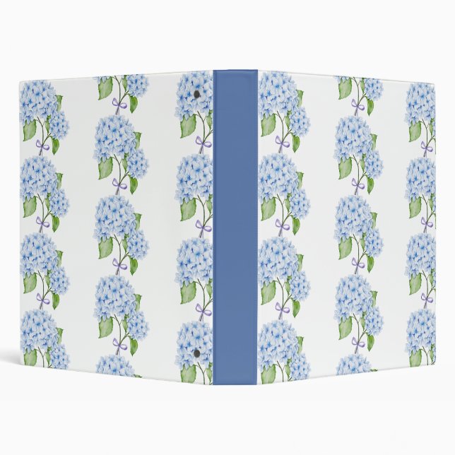 Classeur Grandmillenial fleuri hydrangea arc bleu preppy (Arrière-plan)
