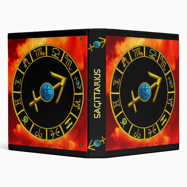 Classeur Graphique d'astrologie zodiacale rouge bleu or SAG (Arrière-plan)