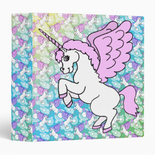Classeur Graphique rose et blanc de licorne