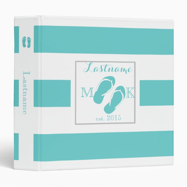 Classeur Gras Aqua Stripe et Flip flops (Devant/Côté)