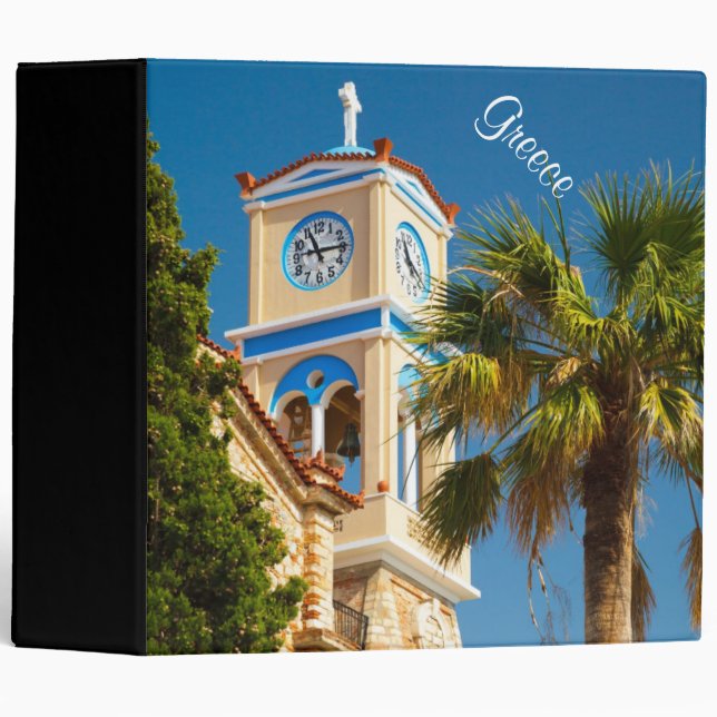 Classeur Grèce - Église grecque orthodoxe avec palmier (Devant/Côté)