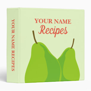 Classeur Green pear fruit personnalisé recette livre classe