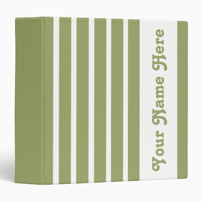 Classeur Green Safari Stripe avec nom (Devant/Côté)