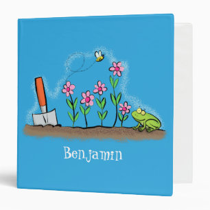 Classeur Grenouille mignonne et abeille dans le jardin dess