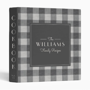 Classeur Grey Farmhouse Plaid Family Recette Livre de recet