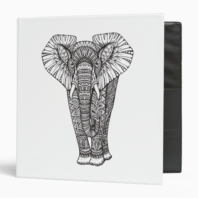 Classeur Griffonnage d'éléphant modelé par imaginaire (Devant/Intérieur)