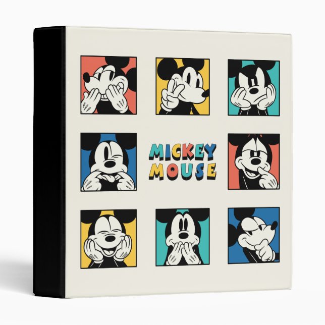 Classeur Grille de souris couleur Mickey (Devant/Côté)