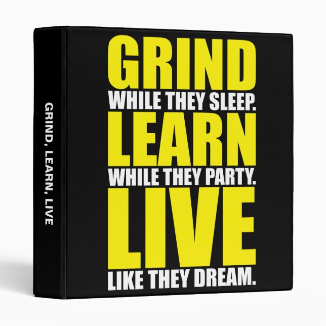 Classeur Grind, Learn, Live - Motivation (Devant/Côté)