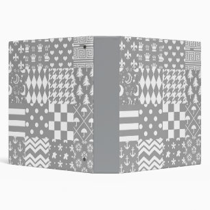 Classeur Gris Blanc Mixte Motif Patchwork Design