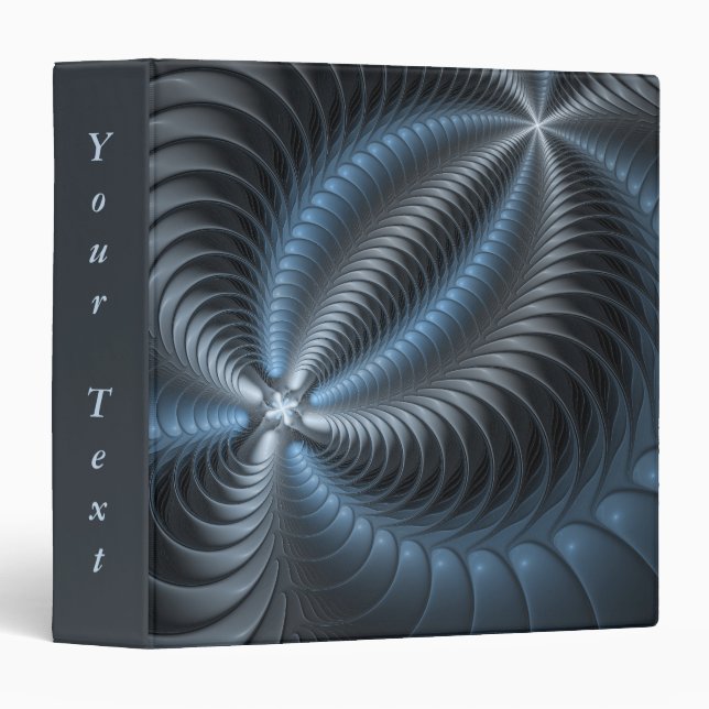 Classeur Gris bleu plastique 3D Fractal moderne Texte Abstr (Devant/Côté)