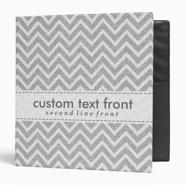 Classeur Gris clair Retro Chevron Motif Lin Texture (Devant/Intérieur)