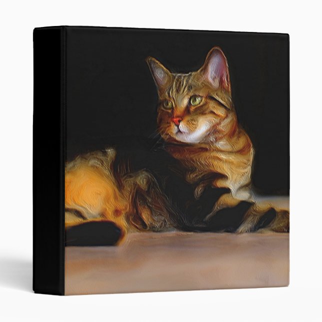 Classeur gris de chat tigré (Devant/Côté)