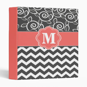 Classeur gris de corail de monogramme de Chevron