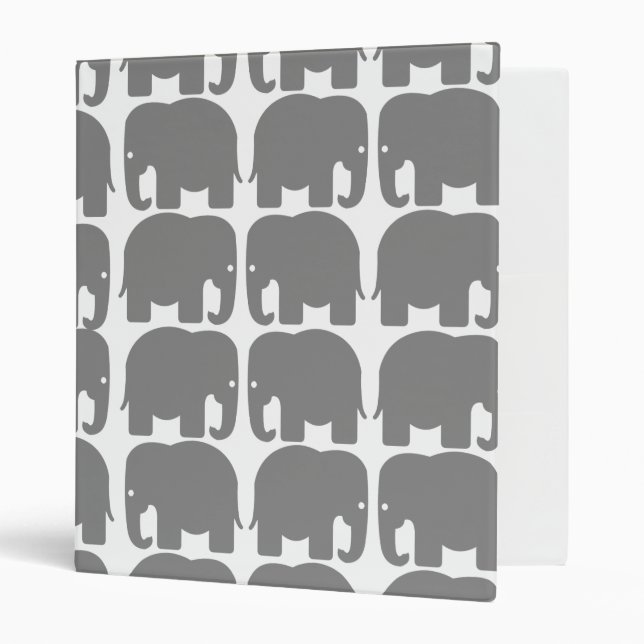Classeur gris de silhouette d'éléphants (Devant/intérieur)