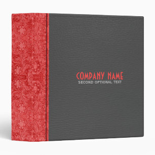Classeur Gris foncé & Rouge Floral Faux Cuir
