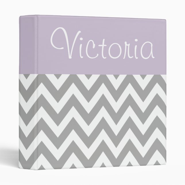 Classeur gris lavande personnalisé (Devant/Côté)