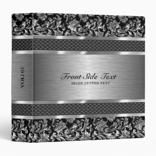 Classeur Gris métallique Vintage Damas florales