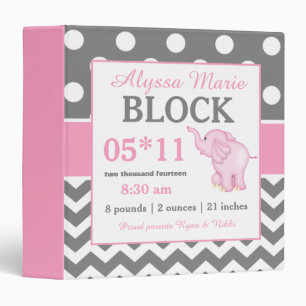 Classeur gris rose de bébé d'éléphant
