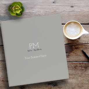 Classeur gris simple et moderne avec nom