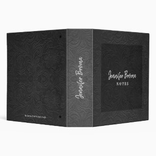 Classeur Gris Tones faux cuir daim motif floral