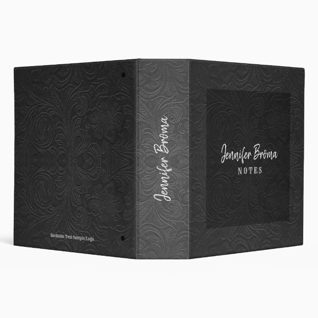 Classeur Gris Tones faux cuir daim motif floral (Arrière-plan)