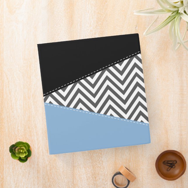 Classeur Gris Zigzag, Gris Chevron, Motif Zigzag, Bleu (In Situ)