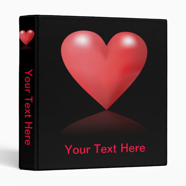 Classeur Gros coeur graphique sur noir (Devant/Côté)