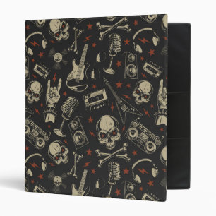 Classeur Grunge musique crâne croisé motif