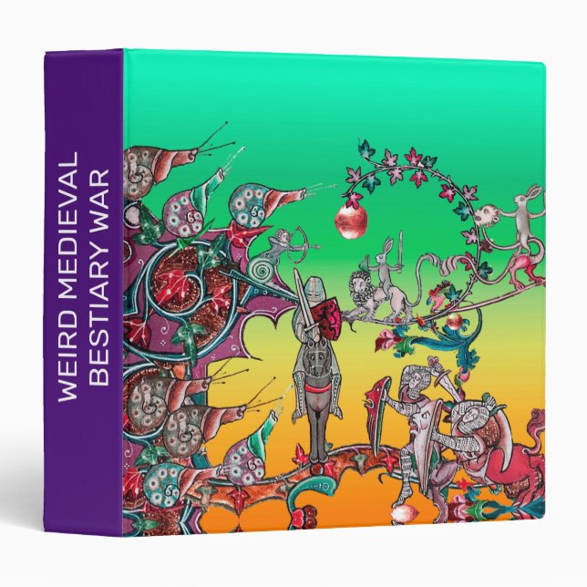 CLASSEUR GUERRE BESTIAIRE MÉDIÉVALE, CHEVALIERS, ESPACES GÉ (Devant/Côté)